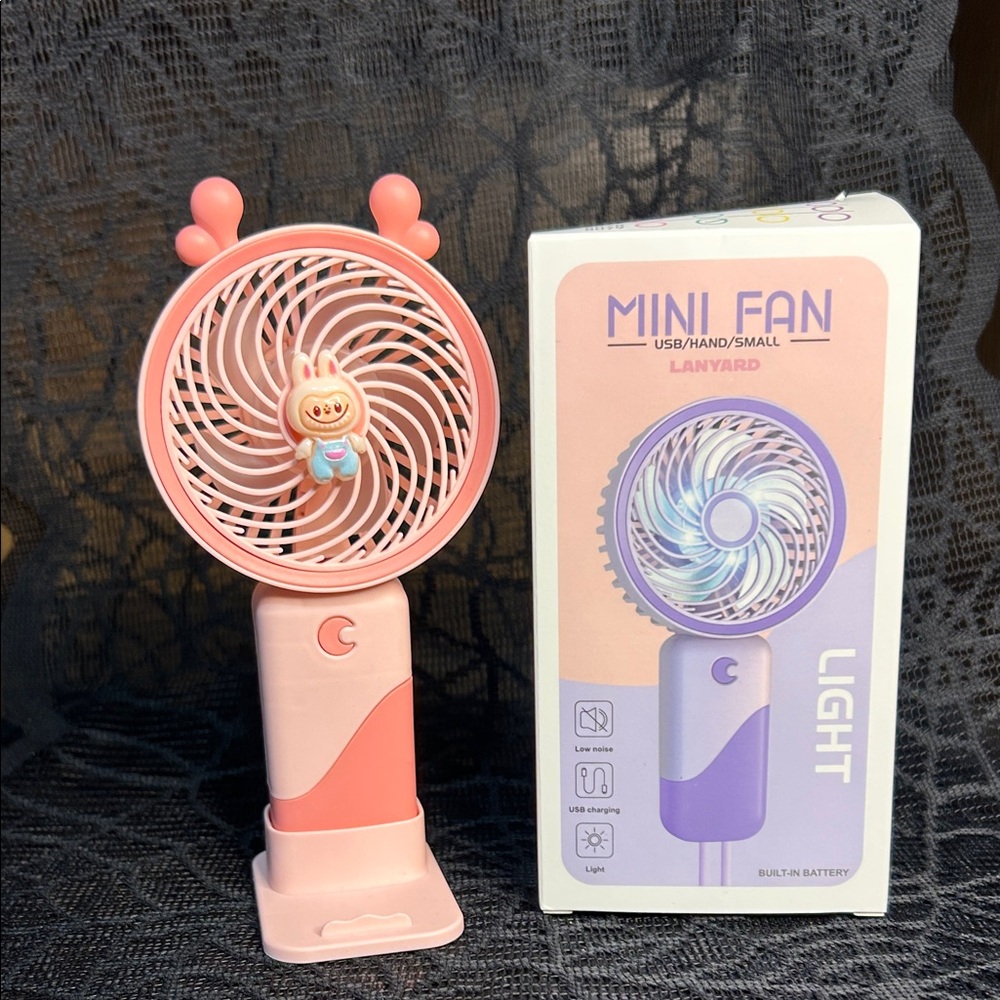 Pink and Purple Mini Handheld Fan